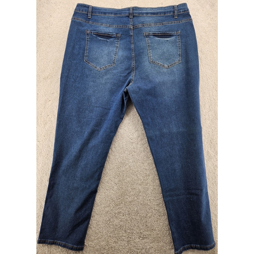 Unbranded Women's High Rise Whiskered Straight Leg Jeans Plus Size 40x27 - Picture 2 of 9